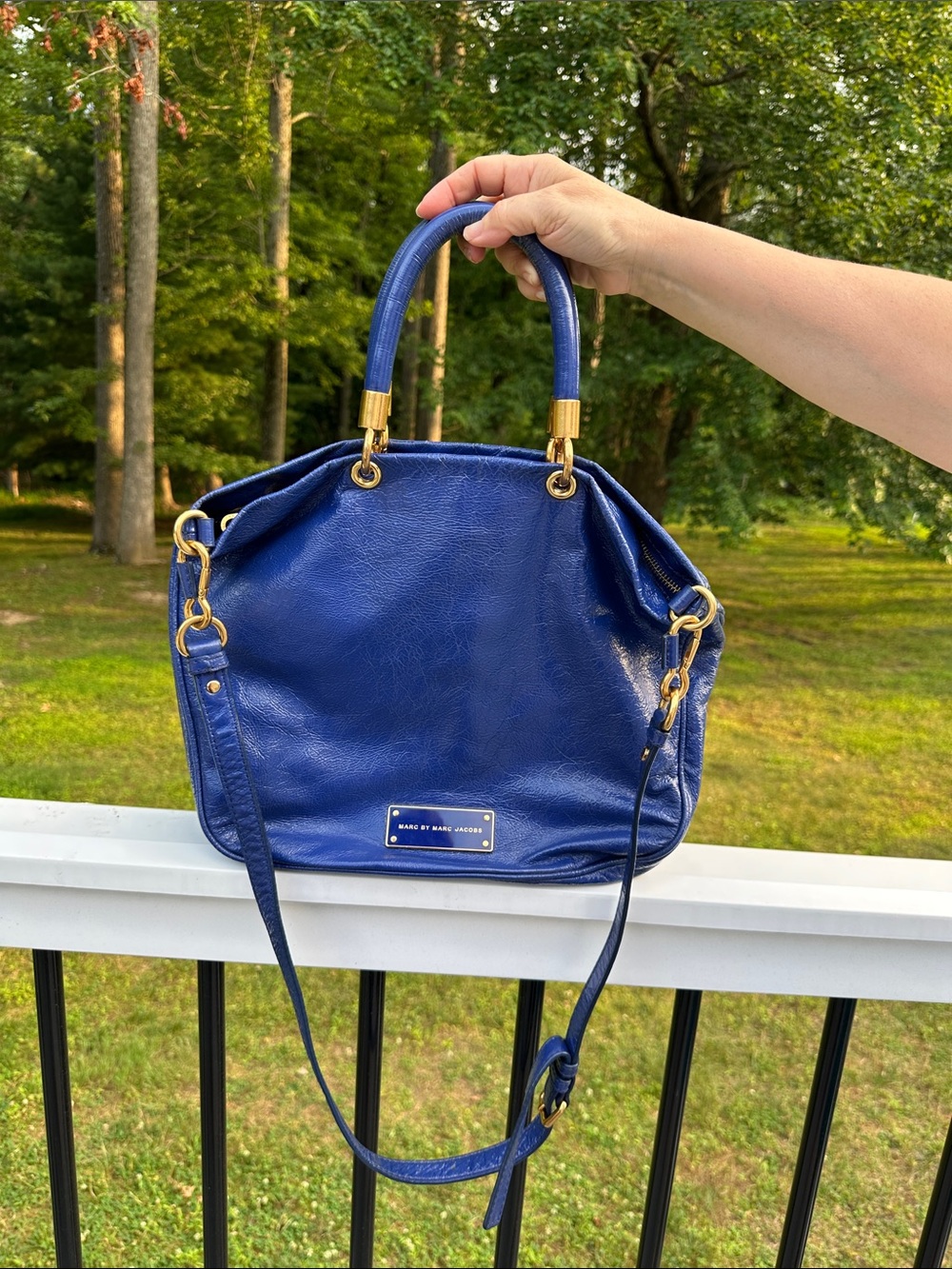 Marc by Marc Jacobs Blue Too Hot to Handle Leather Hobo Shoulder Handbag Tote